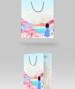 Illustrator du lịch du lịch với túi quà tay mua sắm túi giấy xách tay bao bì hộp quà tặng