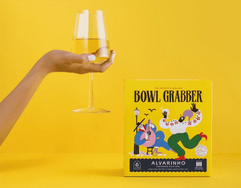 A Bowl Grabber wine with label