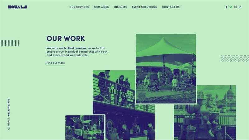 ví dụ trang web sáng tạo với nền xanh bạc hà với dòng chữ màu xanh đậm ở trên