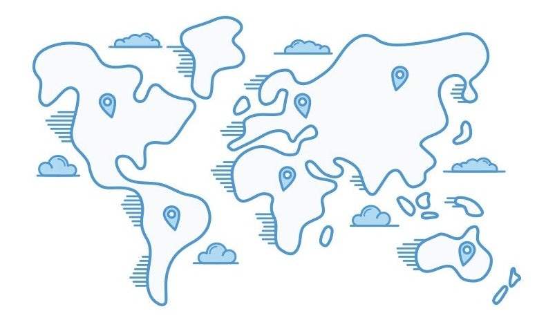 Hình minh họa thế giới trên bản đồ phẳng