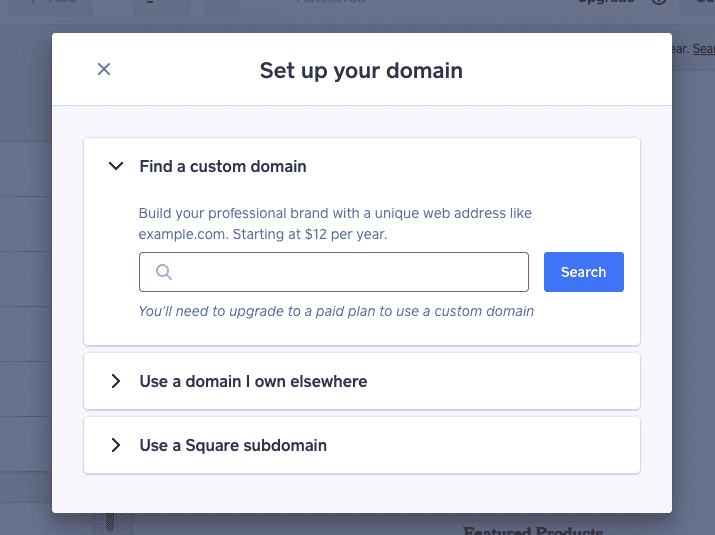 Ảnh chụp màn hình hướng dẫn về cách thiết lập cửa hàng Square Online