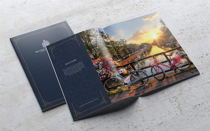 Bản mô phỏng cho một tập sách nhỏ màu xanh đậm