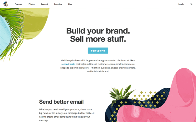 Ảnh chụp màn hình trang web Mailchimp