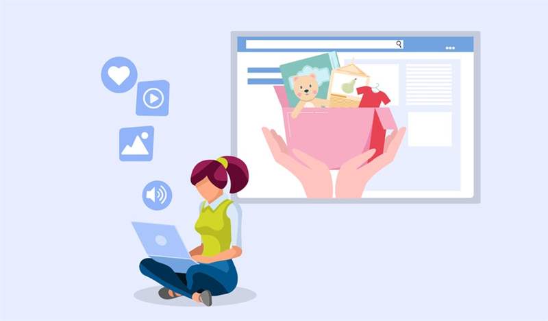 Trình duyệt web minh họa màu pastel