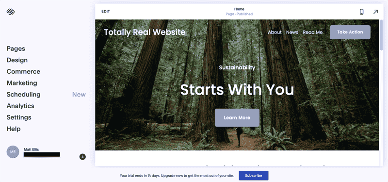 Cách tạo ảnh chụp màn hình trang web Squarespace