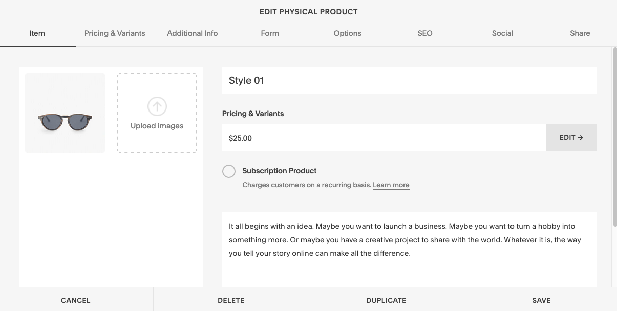 Cách tạo ảnh chụp màn hình trang web Squarespace