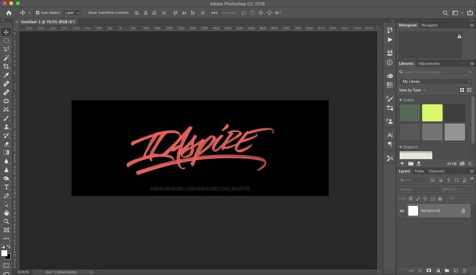 Chữ bên trong giao diện của Adobe Photoshop