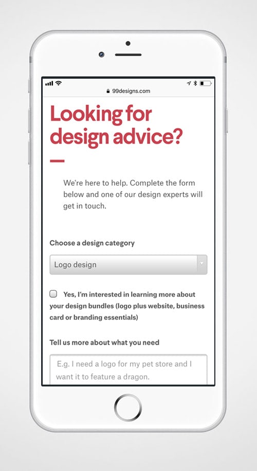 99designs trang liên hệ điện thoại di động