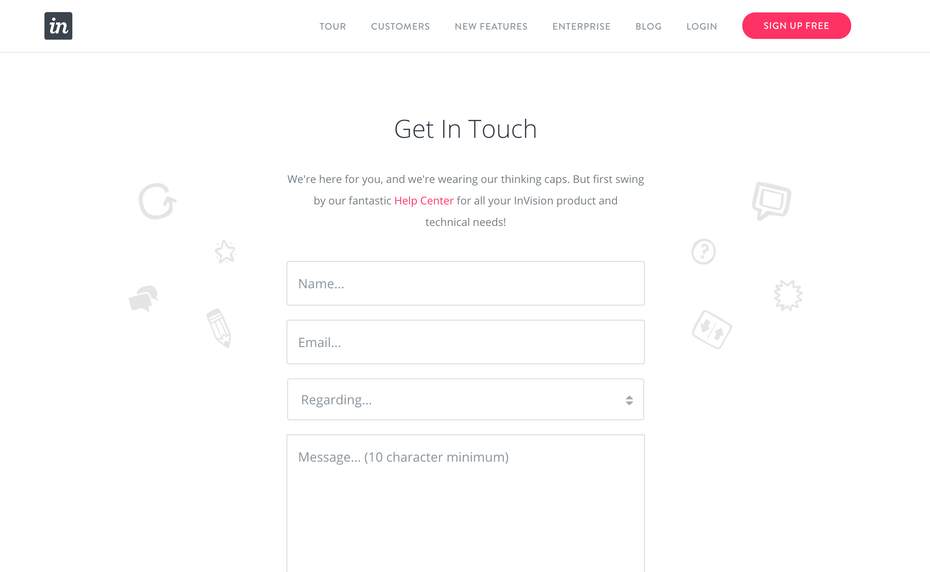 Trang liên hệ InVision
