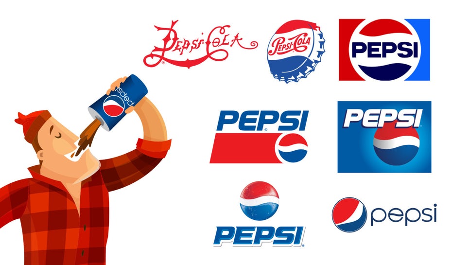 các giai đoạn khác nhau của lịch sử logo pepsi