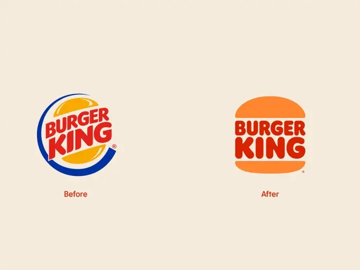 Logo Burger King trước đây và logo Burger King mới