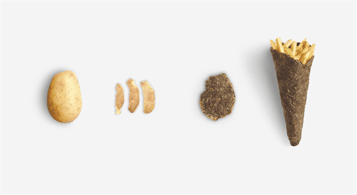 thiết kế bao bì thực phẩm làm từ vỏ khoai tây