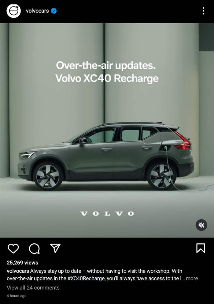 Ảnh chụp màn hình một bài đăng trên Instagram của Volvo.
