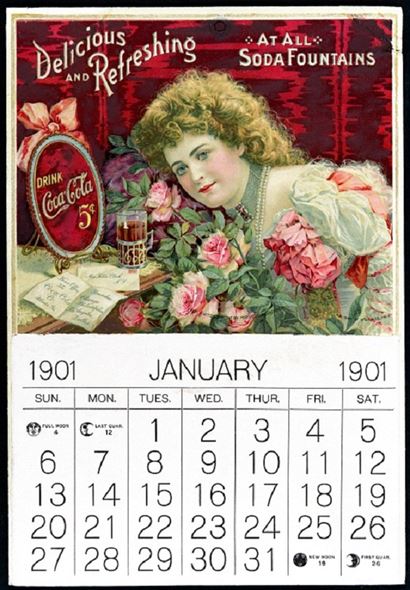 Lịch cô gái ghim - Coca Cola 1901