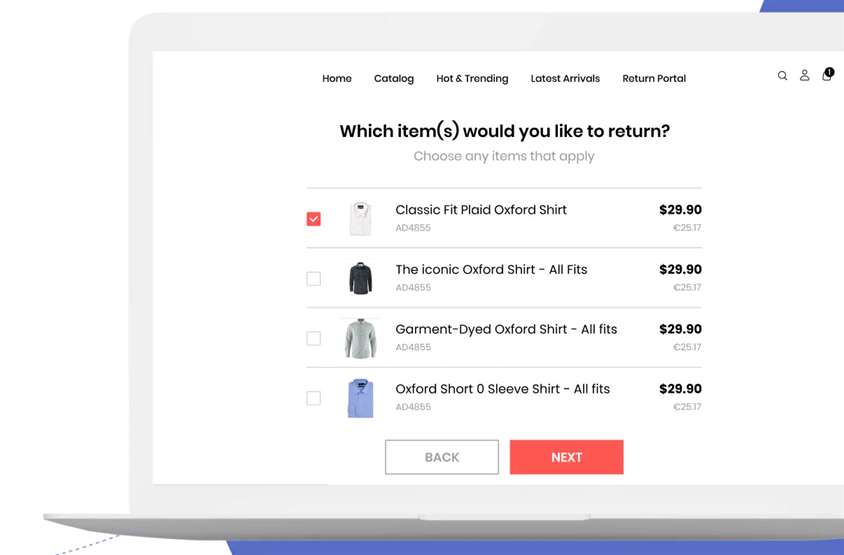 Screengrab về bản demo của ứng dụng Shopify ReturnGo