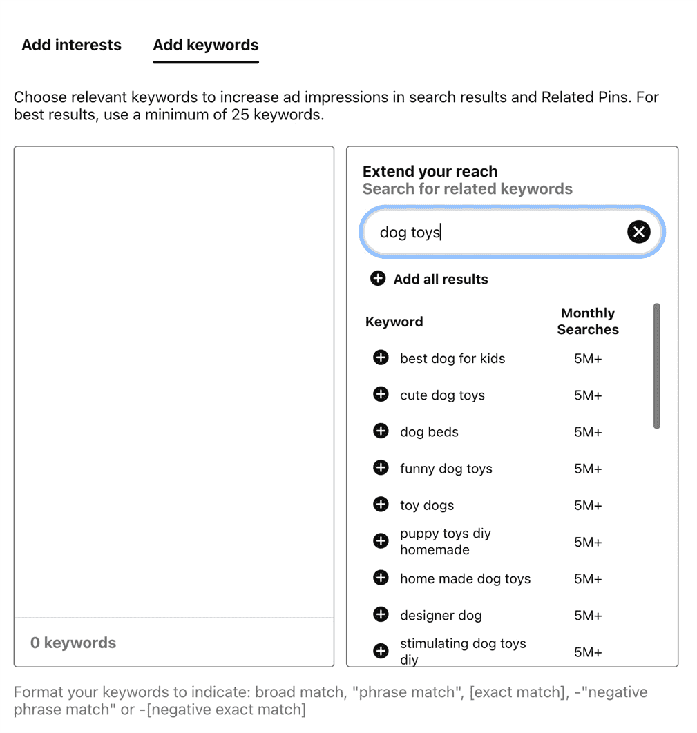 tìm từ khóa trên Pinterest