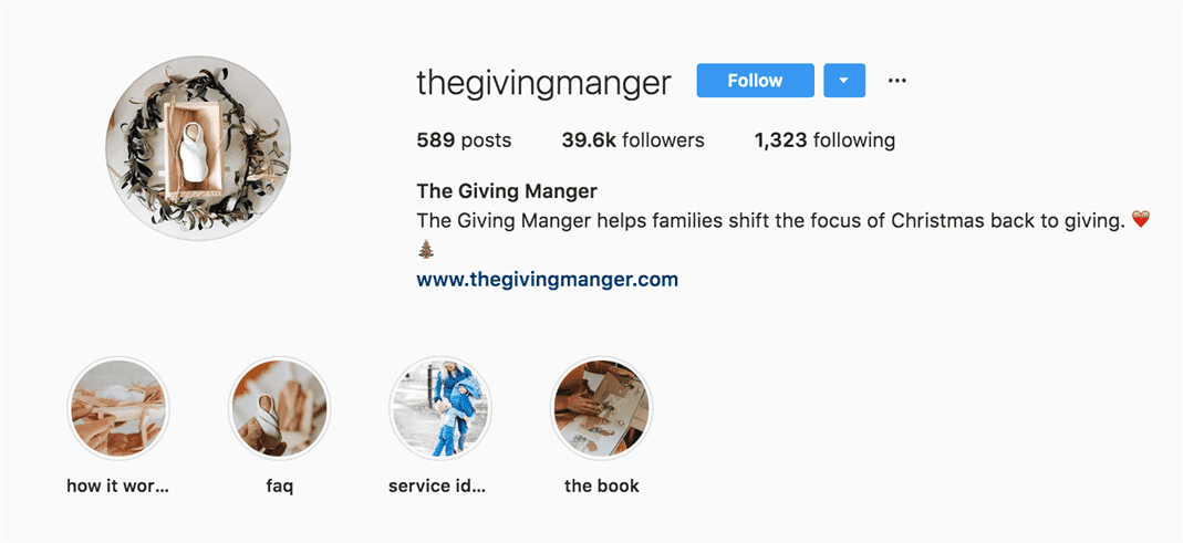 Tiểu sử Instagram The Giving Manger