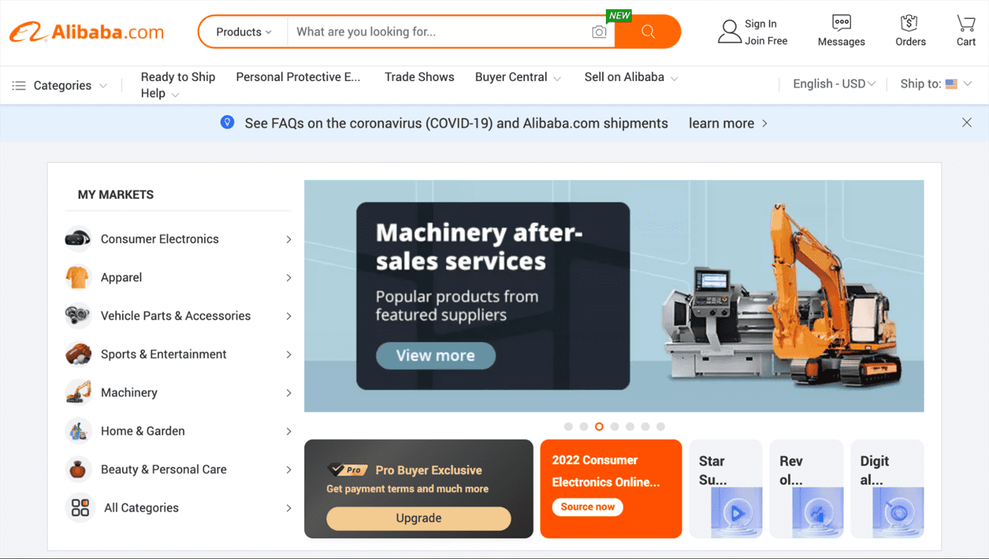 tìm nguồn cung ứng sản phẩm alibaba