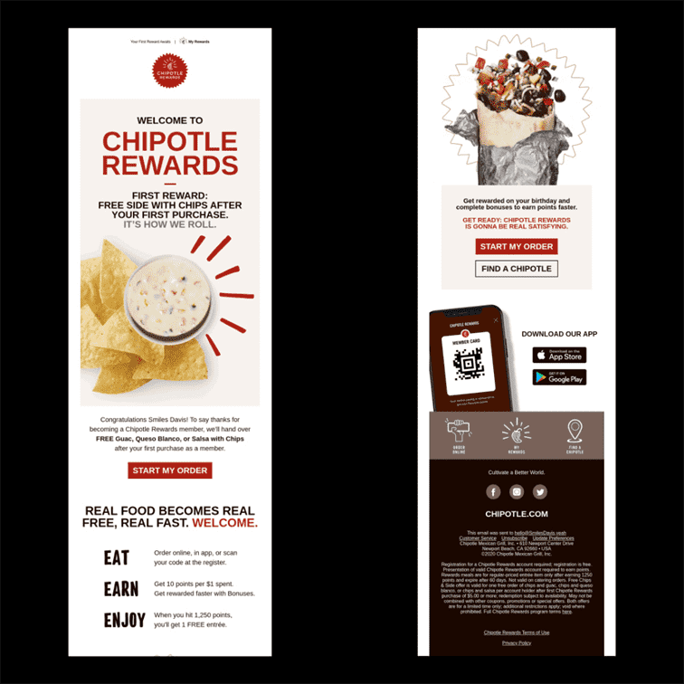 Email chào mừng của Chipotle