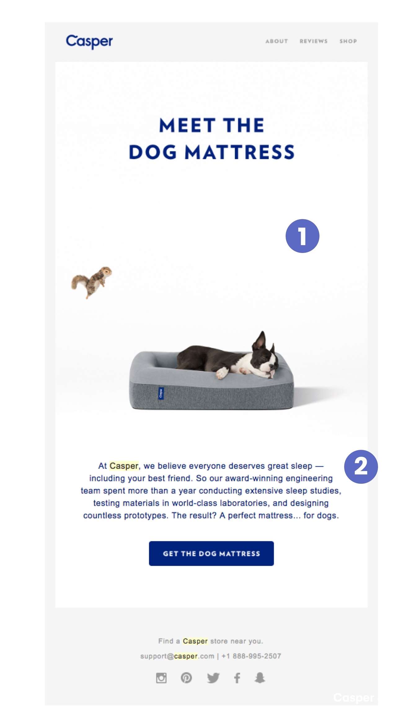 email bán kèm của casper