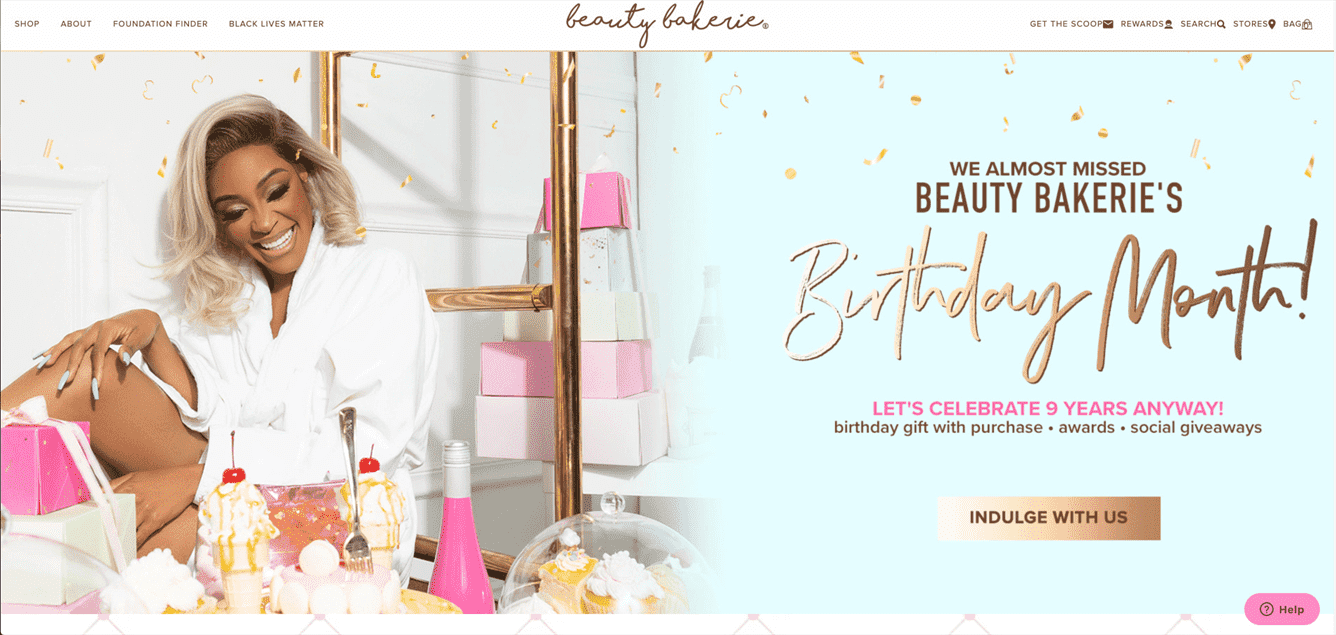 Ảnh chụp màn hình cửa hàng trực tuyến của Beauty Bakerie.