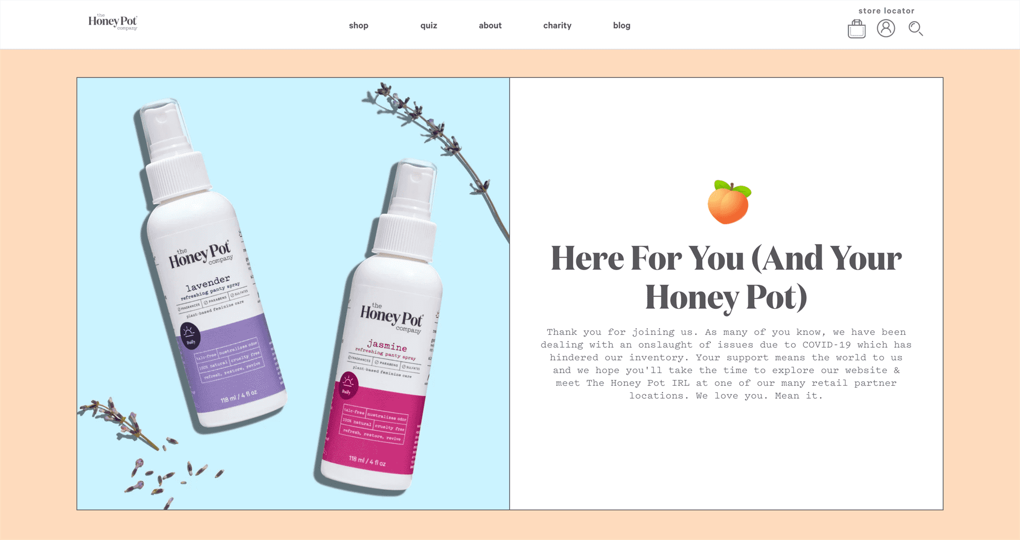 Ảnh chụp màn hình cửa hàng trực tuyến của The Honey Pot.