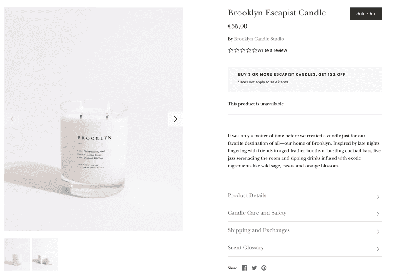 Brooklyn Candle Studio đã mở một cửa hàng Shopify cùng với danh sách Etsy của họ.