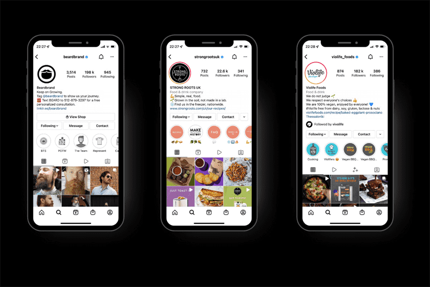 hoàn thành hồ sơ trên Instagram ví dụ