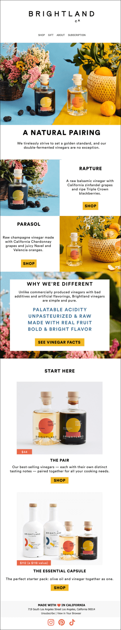 Brightland-email-marketing-example