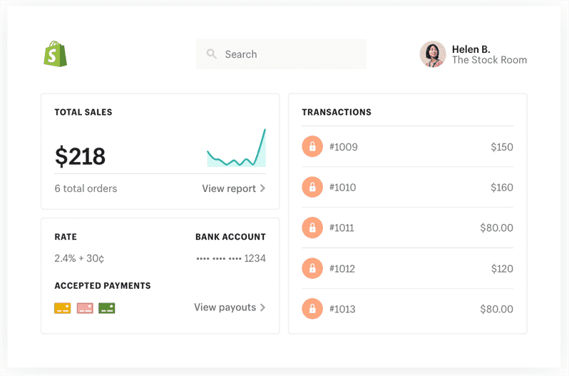 ảnh chụp màn hình thanh toán shopify