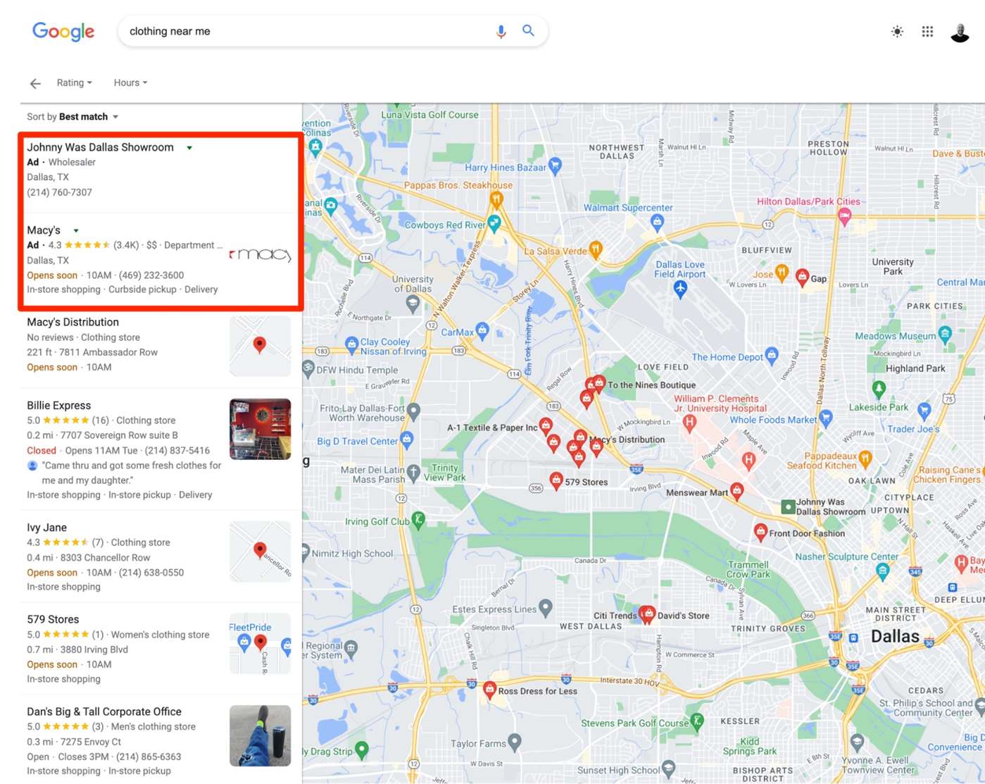 Quần áo gần tôi Tìm kiếm trên Google