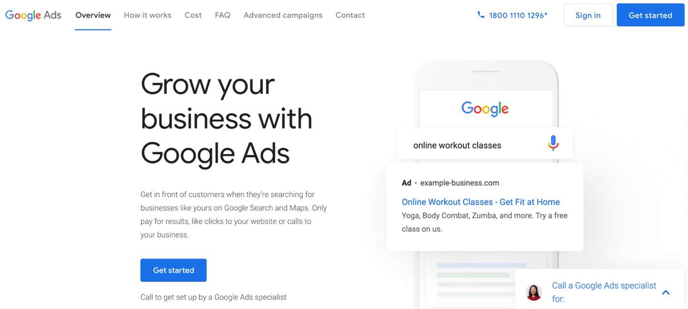 Trang tổng quan về Google Ads
