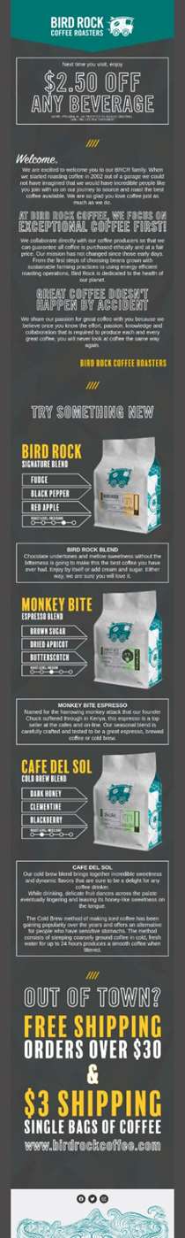 Email của Bird Rock Coffee Roasters