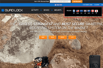 Ảnh chụp màn hình trang web của Quad Lock với nhiều tùy chọn quốc gia