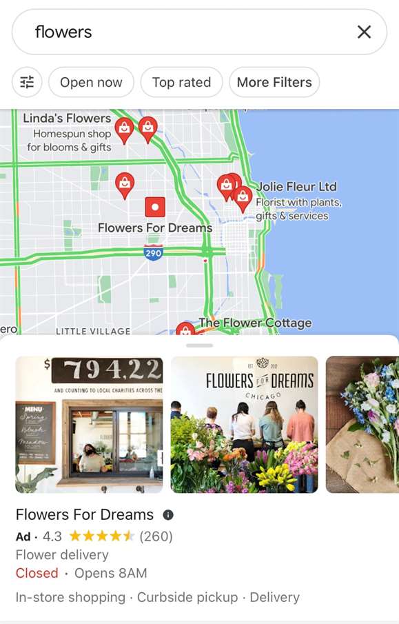 Tìm kiếm trên Google về hoa