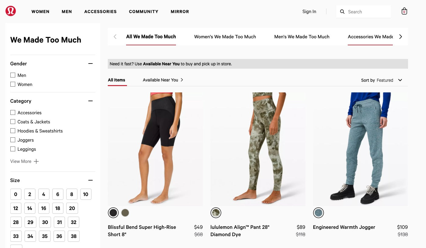 Lululemon chúng tôi đã bán quá nhiều