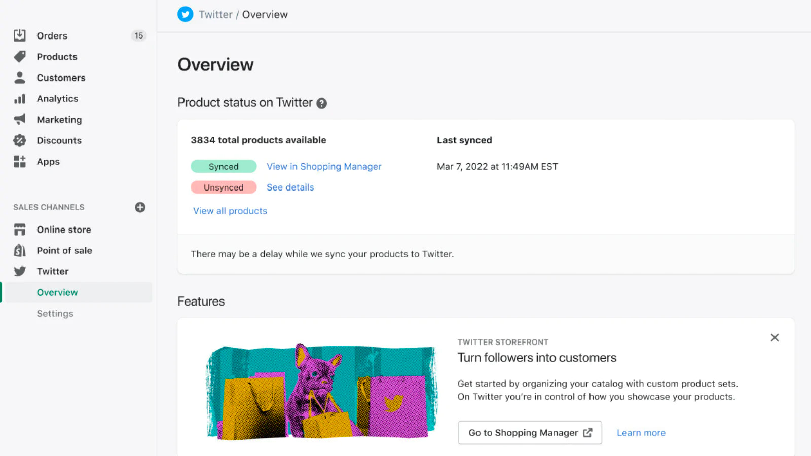 Cài đặt kênh bán hàng Twitter