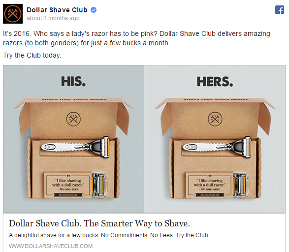 Facebook Advertising, Dollar Shave Club |  Blog bán lẻ của Shopify