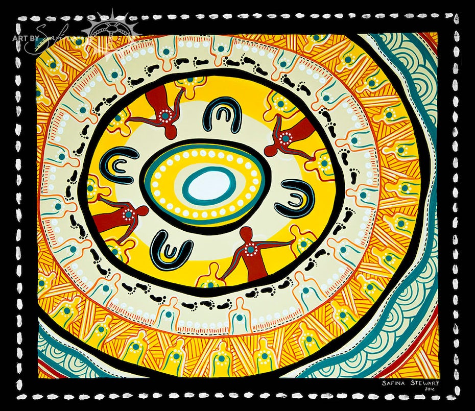 “Giếng hòa giải”, tranh của thổ dân bản địa của Safina Stewart