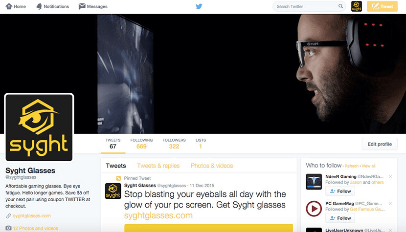 Tài khoản Twitter của Syght Glasses