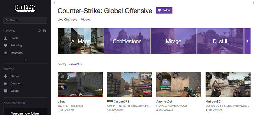 Tìm kiếm trên Twitch