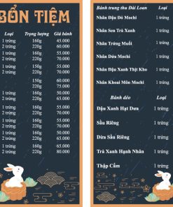 In menu tiệm bánh